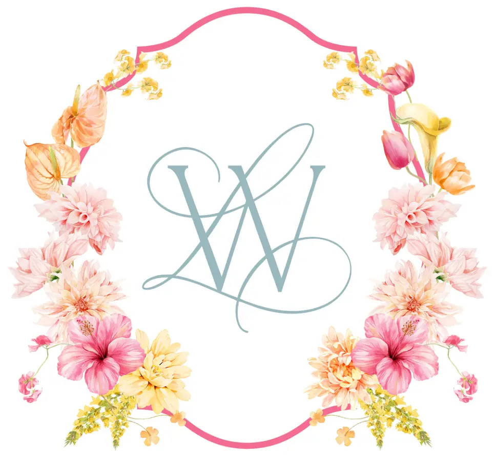 Floral W and L wedding crest